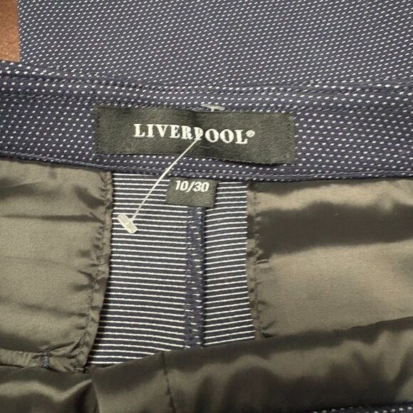 Liverpool Stitch Fix Exclusive Knit Trouser Navy Blue Polka Dot Ponte Size 10/30 - Picture 7 of 9